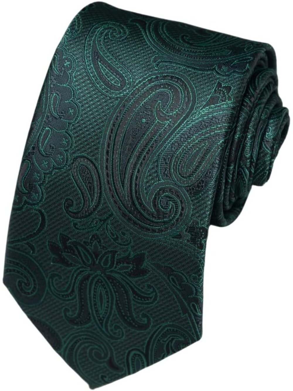 🆕Men's Green 100% Microfiber Paisley Jacquard Slim Formal Necktie For Wedding